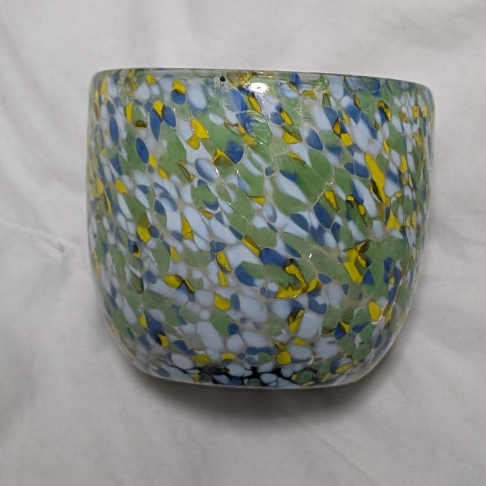 New 5.29oz Blooming Mandarin Colorful Mosaic Glass Candle